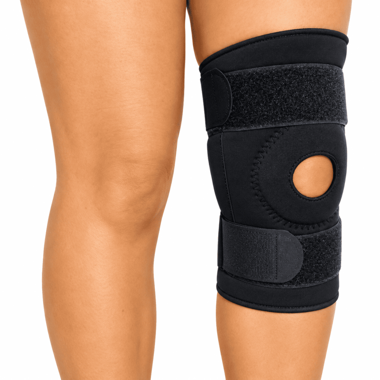 Rodillera simple con orificio rotuliano y ajuste de velcro