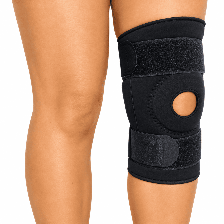 Rodillera simple con orificio rotuliano y ajuste de velcro